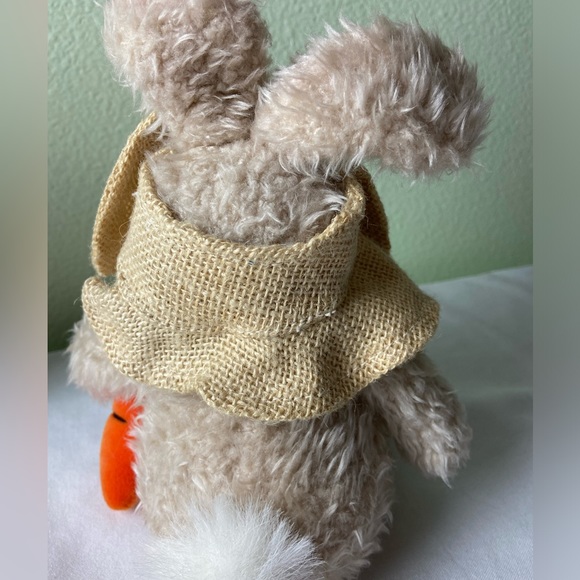 Vintage Neutral Easter Bunny Rabbit with colorful vibrant carrot - Picture 4 of 9